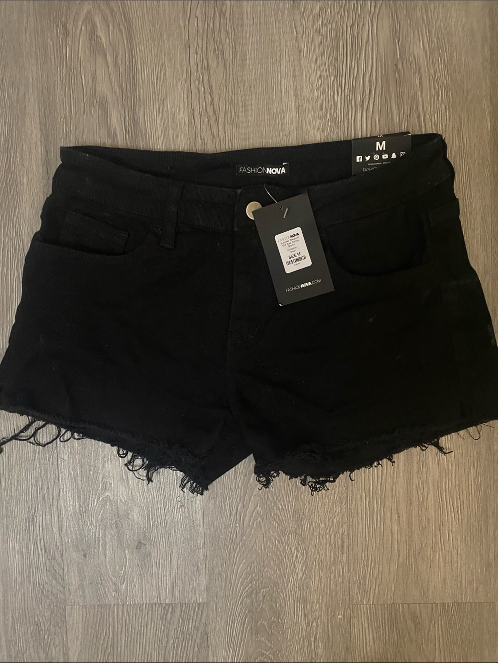 Fashion Nova Black Frayed Hem Denim Shorts